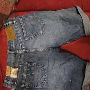 Ralph Lauren Light Blue Denim Shorts with Yellow Stitching